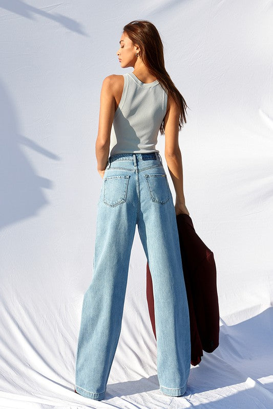 Super High Waist Wide Straight Jeans