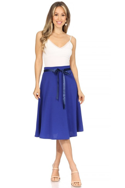 Solid, A-line, knee length skirt