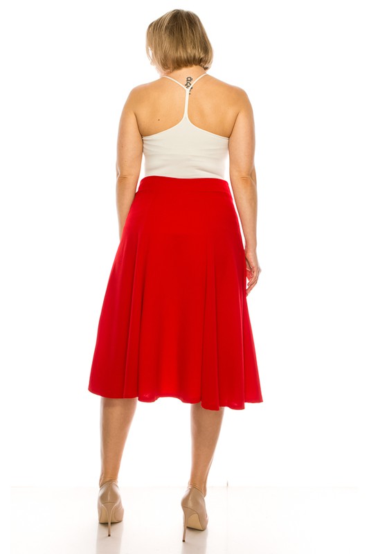 Plus size, paneled, A-line midi skirt