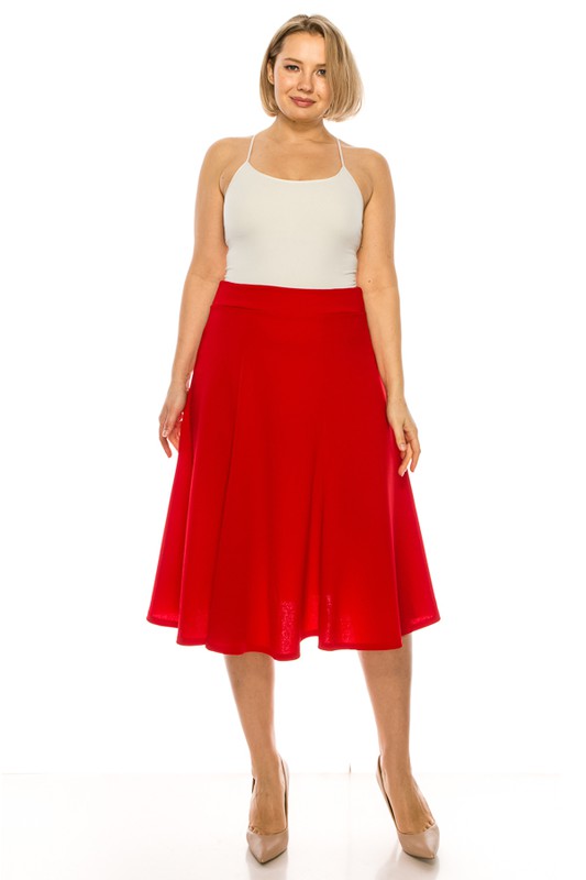 Plus size, paneled, A-line midi skirt