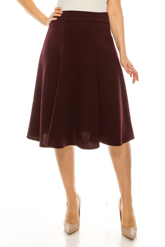 Plus size, paneled, A-line midi skirt