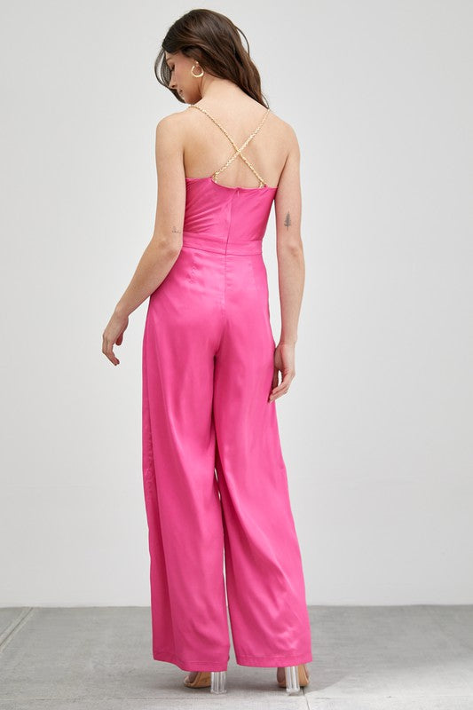 Cowl Neck Trim Detail Jumpsuit