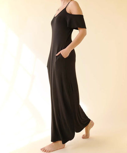 BAMBOO COLD SHOULDER MAXI DRESS