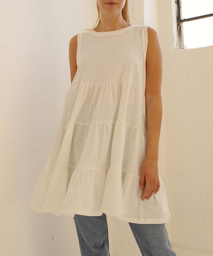 COTTON SLUB BABYDOLL TUNIC DRESS