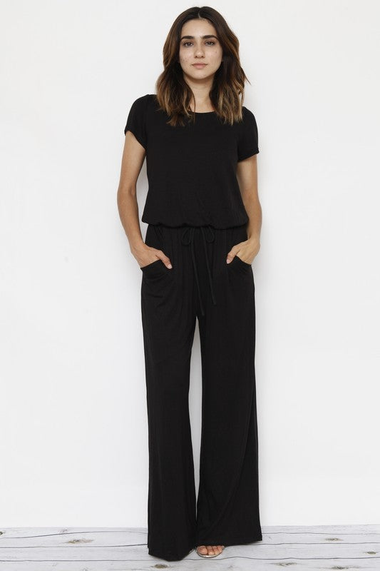 Short Sleeve Jumpsuit W/Pocket