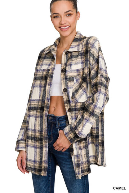 Oversized Yarn Dyed Plaid Longline Shacket