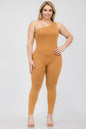 Plus Size Solid Color One Shoulder Jumpsuit