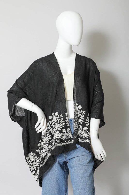 Floral Embroidered Stitch Kimono