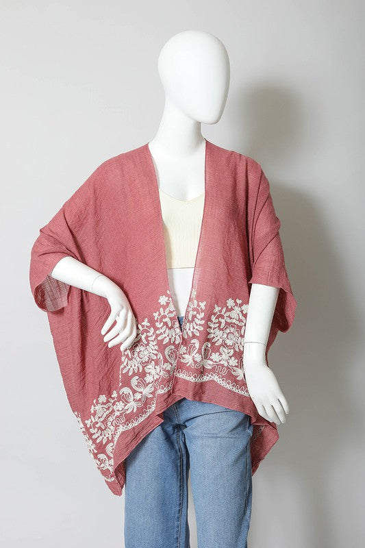 Floral Embroidered Stitch Kimono