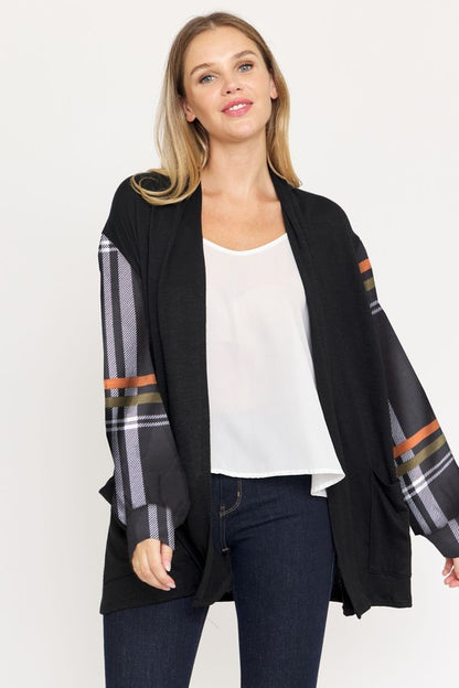 Bishop Sleeve Open Cardigan With Pockets