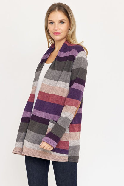 Stripe Elbow Patch Cardigan