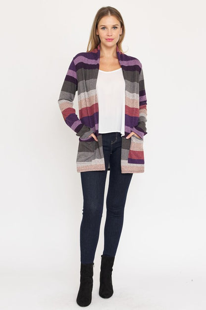 Stripe Elbow Patch Cardigan