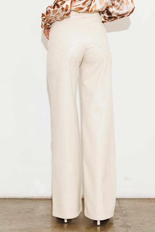 Vegan Leather Wide Leg Pants