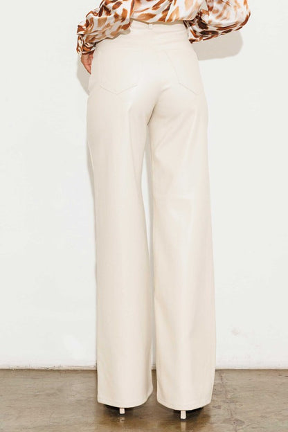 Vegan Leather Wide Leg Pants