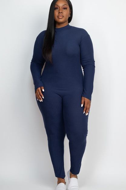 Plus Size Mock Neck Jumpsuit