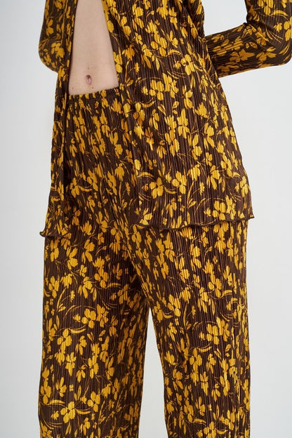 MICRO PLEAT LOUNGE PRINTED PANTS