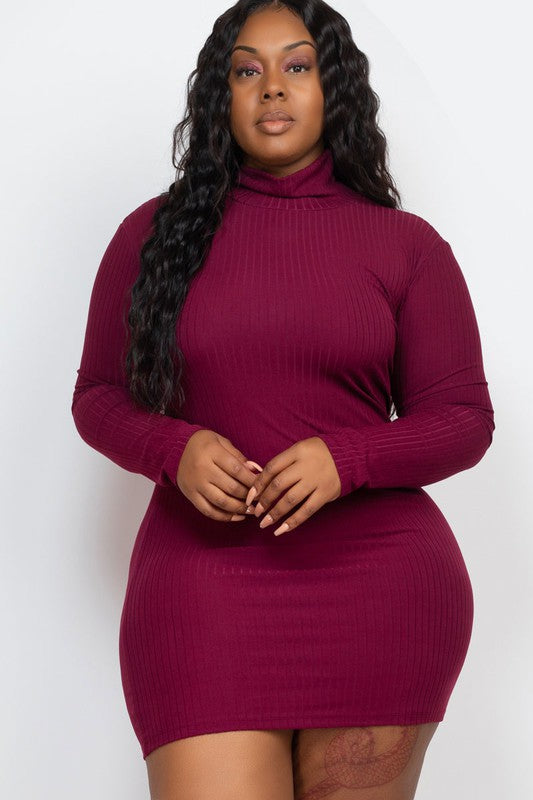 Plus Size Long Sleeve Mock neck Mini Bodycon