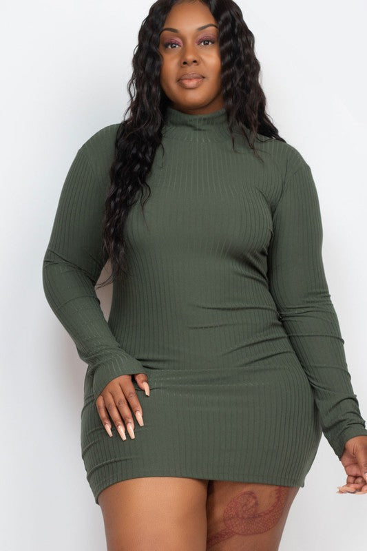 Plus Size Long Sleeve Mock neck Mini Bodycon