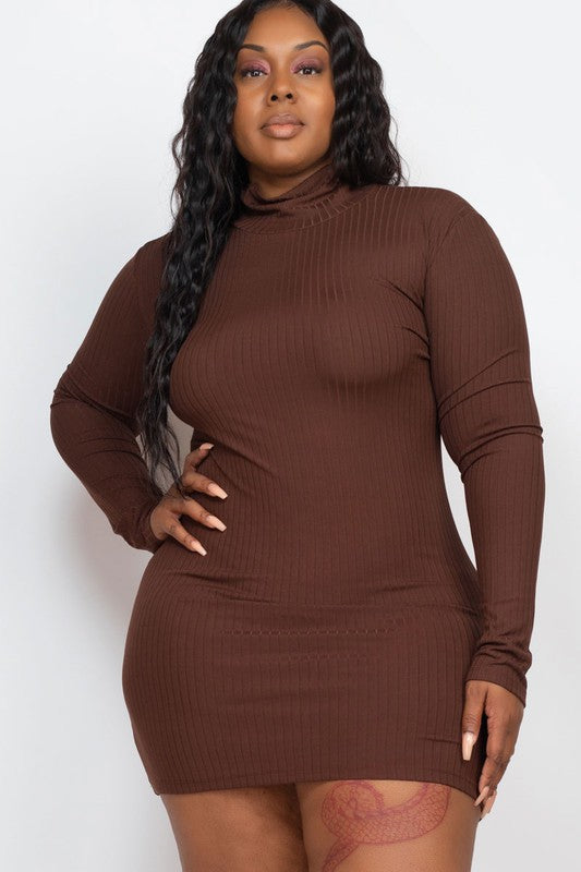 Plus Size Long Sleeve Mock neck Mini Bodycon