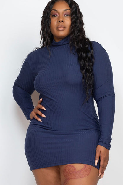 Plus Size Long Sleeve Mock neck Mini Bodycon