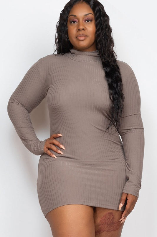 Plus Size Long Sleeve Mock neck Mini Bodycon