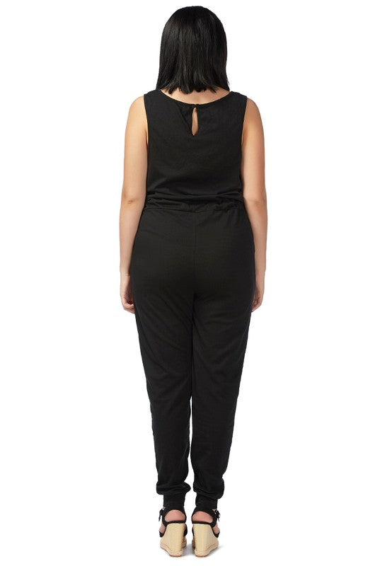 Black As Night Drawstring Jumpsuit