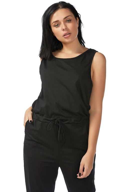 Black As Night Drawstring Jumpsuit