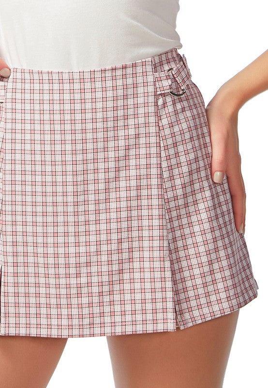 Chequered Skort With Buckles