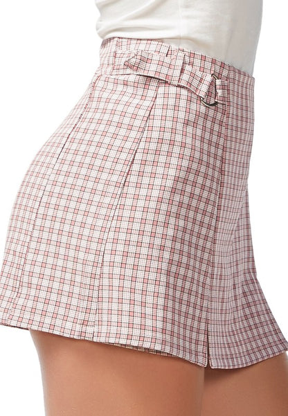 Chequered Skort With Buckles