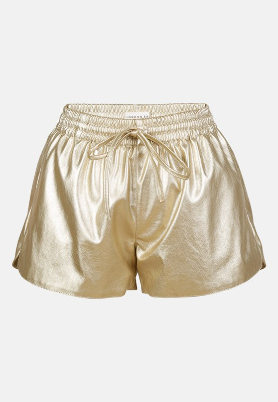 Metallic Drawstring Shorts