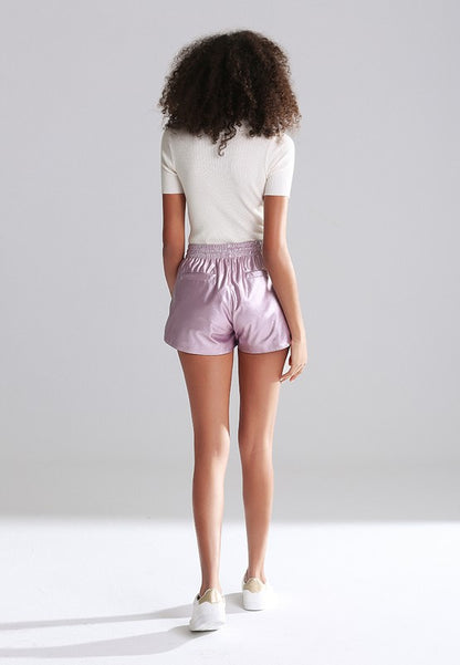 Metallic Drawstring Shorts