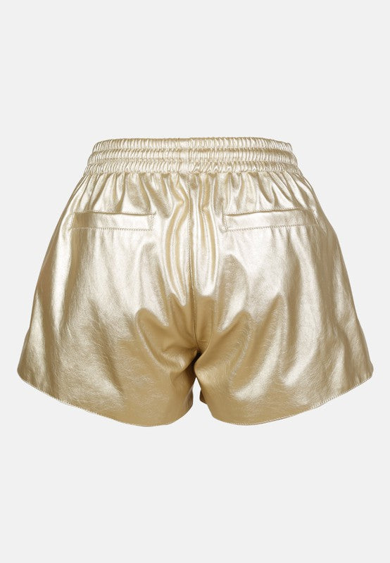 Metallic Drawstring Shorts