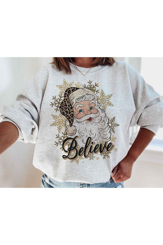 BELIEVE CHRISTMAS GRAPHIC PLUS SIZE SWEATSHIRT