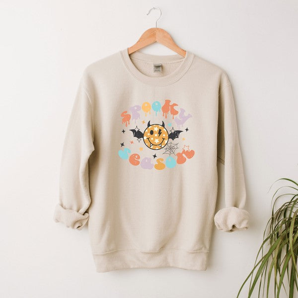 Spooky Season Smiley Face Graphic Sweatshirt