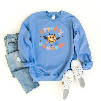 Spooky Season Smiley Face Graphic Sweatshirt