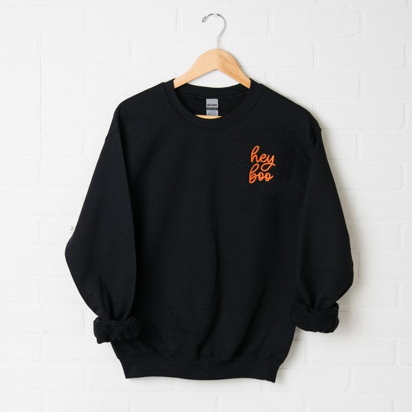 Embroidered Hey Boo Graphic Sweatshirt