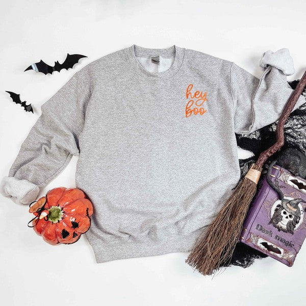 Embroidered Hey Boo Graphic Sweatshirt