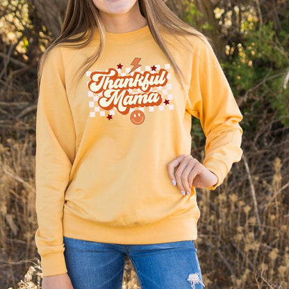 Thankful Mama Checkered Lightweight Sweatshirt