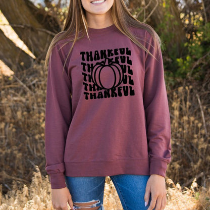 Stacked Thankful Pumpkin Lightweight Sweatshirt