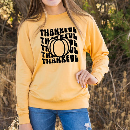 Stacked Thankful Pumpkin Lightweight Sweatshirt