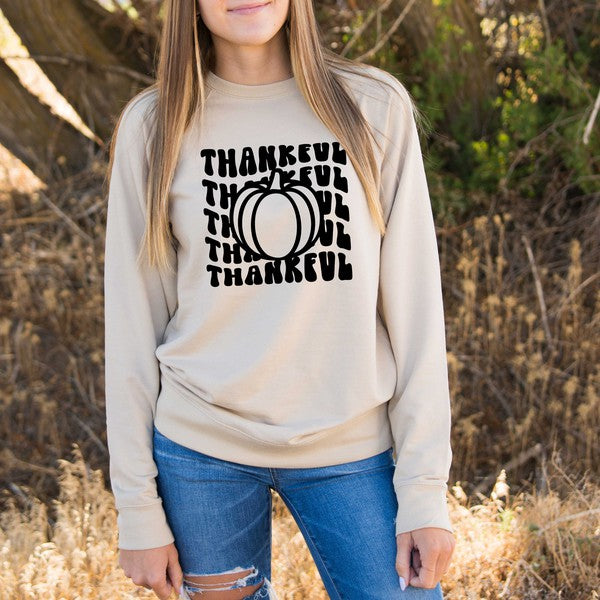 Stacked Thankful Pumpkin Lightweight Sweatshirt