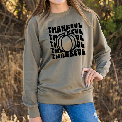 Stacked Thankful Pumpkin Lightweight Sweatshirt