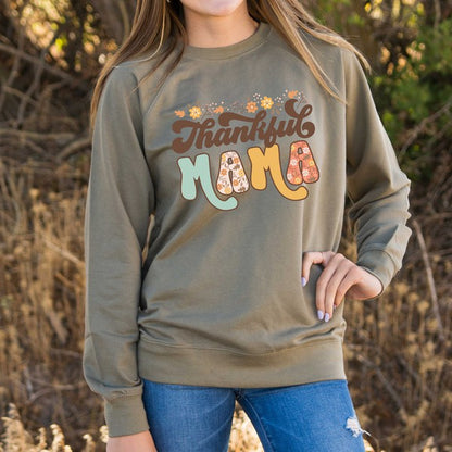 Thankful Mama Floral Lightweight Sweatshirt