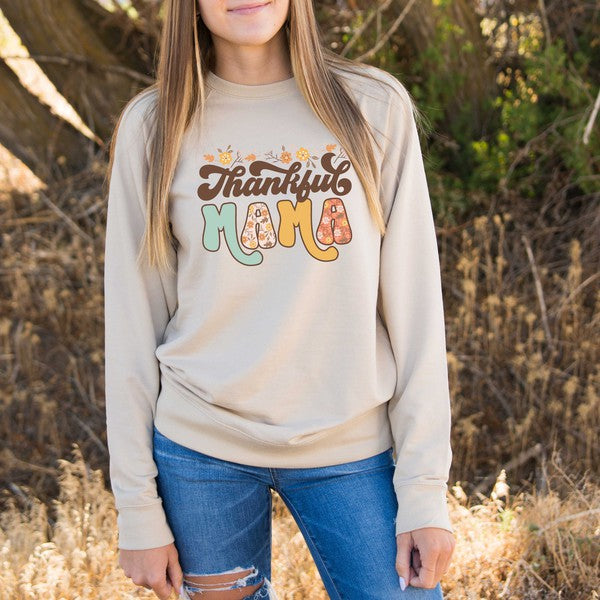 Thankful Mama Floral Lightweight Sweatshirt