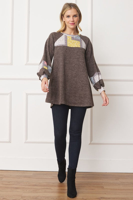 Patchwork Panel Accent A-Line Tunic