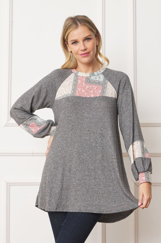 Patchwork Panel Accent A-Line Tunic