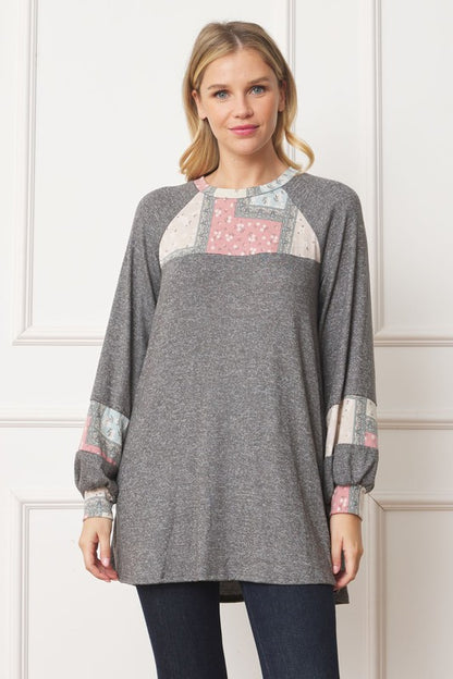 Patchwork Panel Accent A-Line Tunic