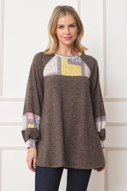 Patchwork Panel Accent A-Line Tunic