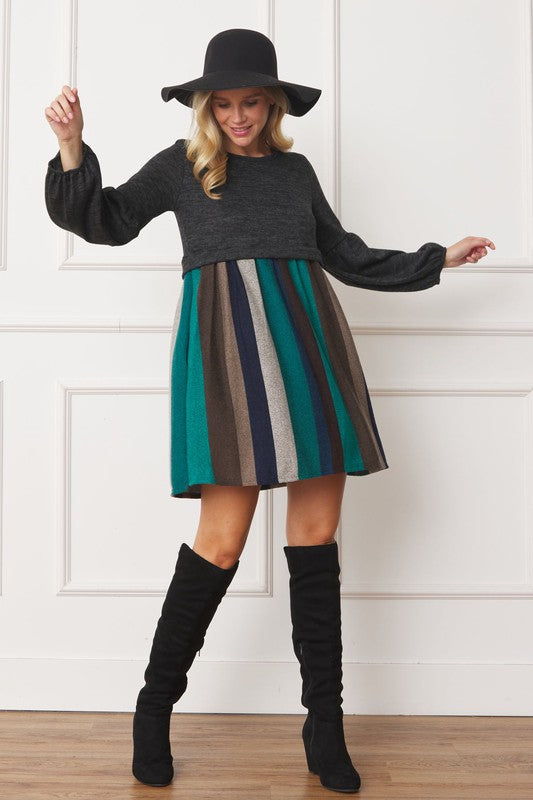 Balloon Sleeve Pullover Dress