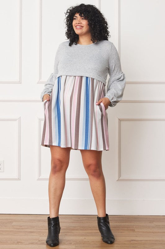 Plus Balloon Sleeve Pullover Dress